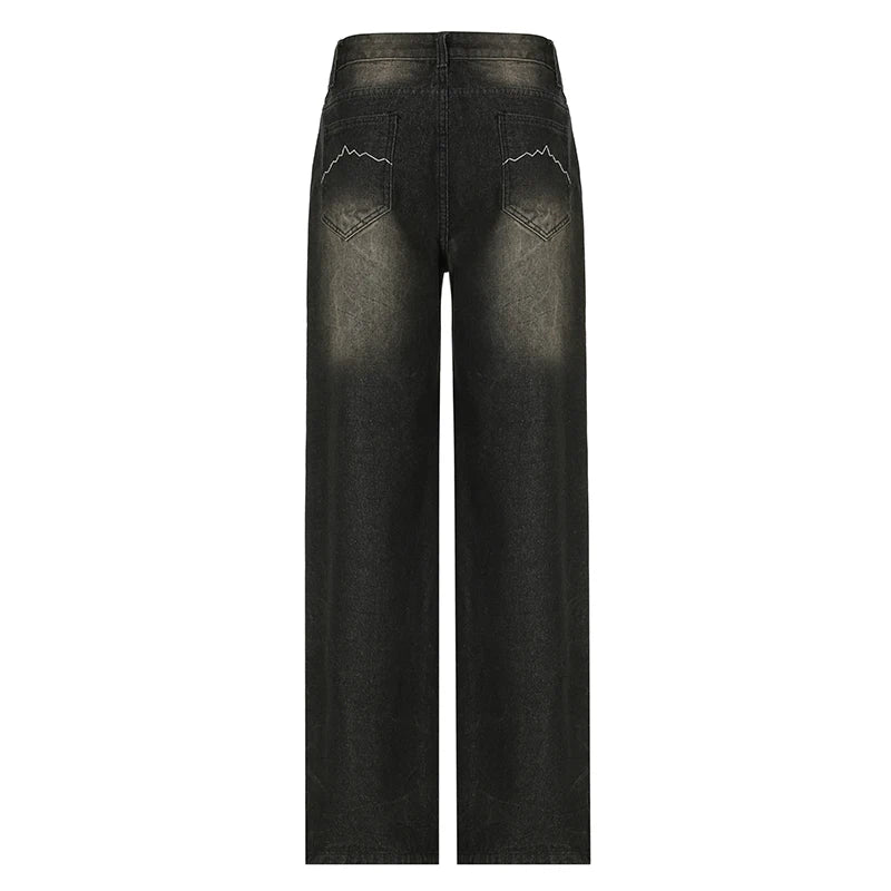 HEYounGIRL Y2K Street Baggy Jeans American Retro Fashion Loose Denim