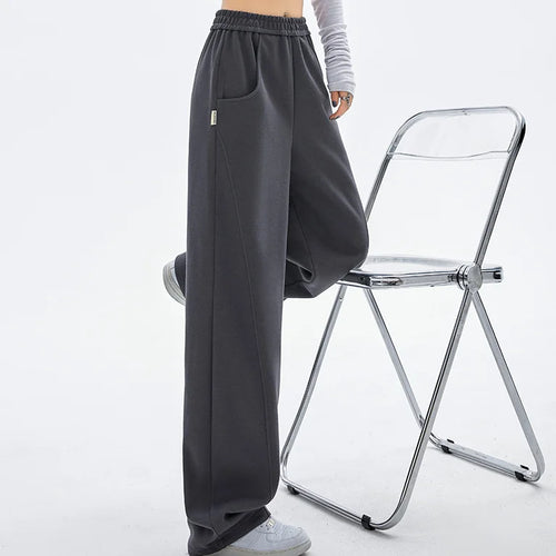 Deeptown Black Basic Women's Sweatpants Oversized Jogging Korean