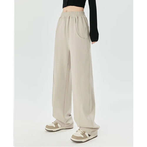 Deeptown Black Basic Women's Sweatpants Oversized Jogging Korean