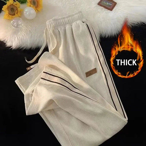 2024 Corduroy Striped Sweatpants Women Streetwear Thick Wide Leg Pants