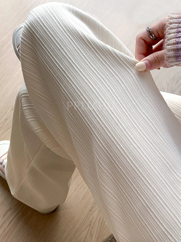 Fall Winter Warm Sweatpants Women Casual Fleece Lined Baggy Wide Leg