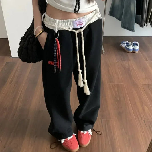 Deeptown Vintage Baggy Sweatpants Woman Y2k America Sports Hip Hop