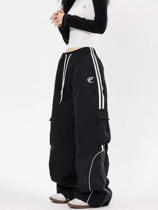 HOUZHOU Vintage Cargo Pants Women Baggy Harajuku Y2k Korean Streetwear