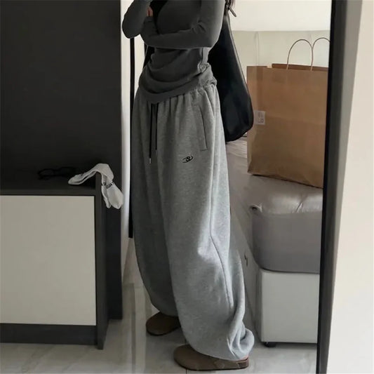 Gray Oversize Style Loose Sweatpants Women Harajuku Korean Fashion