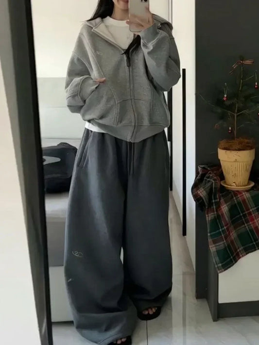 HOUZHOU Y2k Vintage Woman Baggy Sweatpants Joggers Oversized Korean