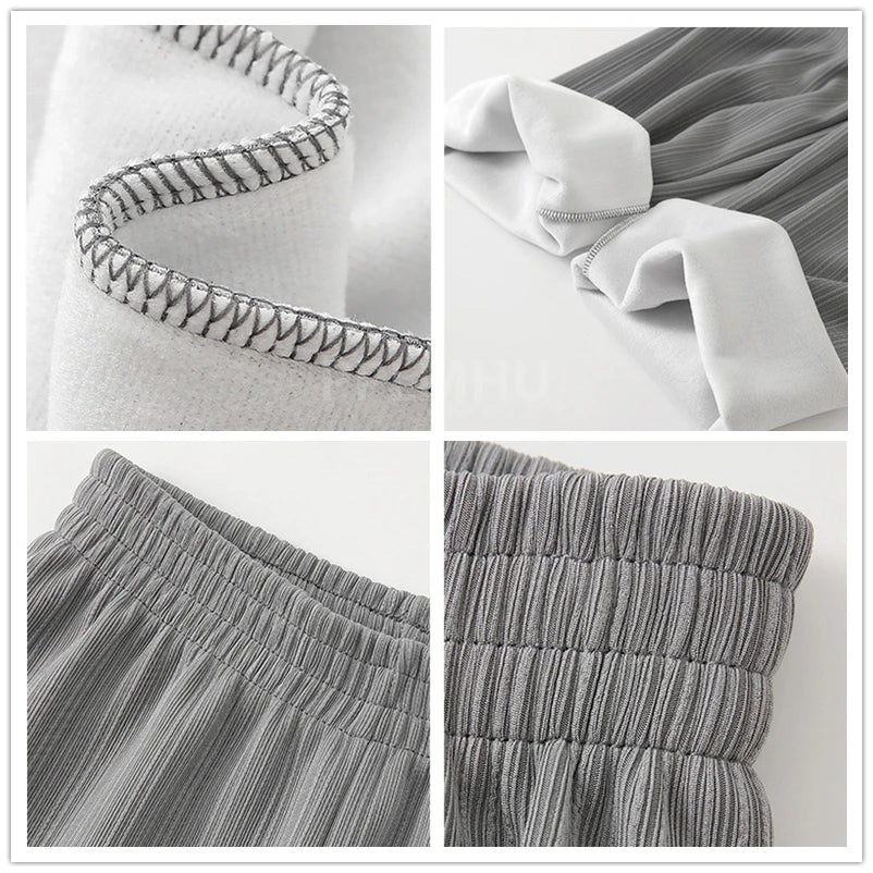 Fall Winter Warm Sweatpants Women Casual Fleece Lined Baggy Wide Leg